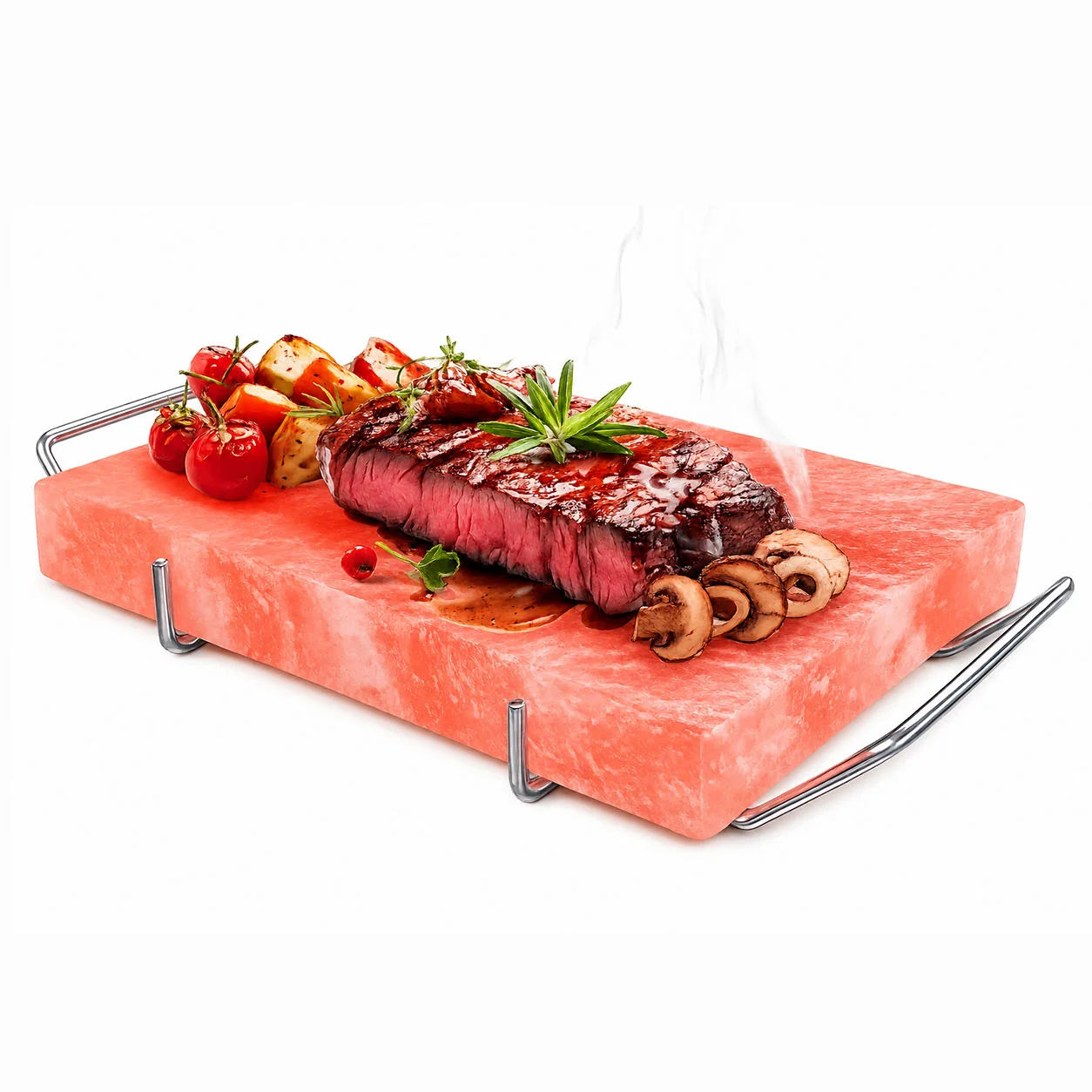 Himalayan Pink Salt Cooking Plates With Steel Tray 12"x8"x1.5" - Image 5
