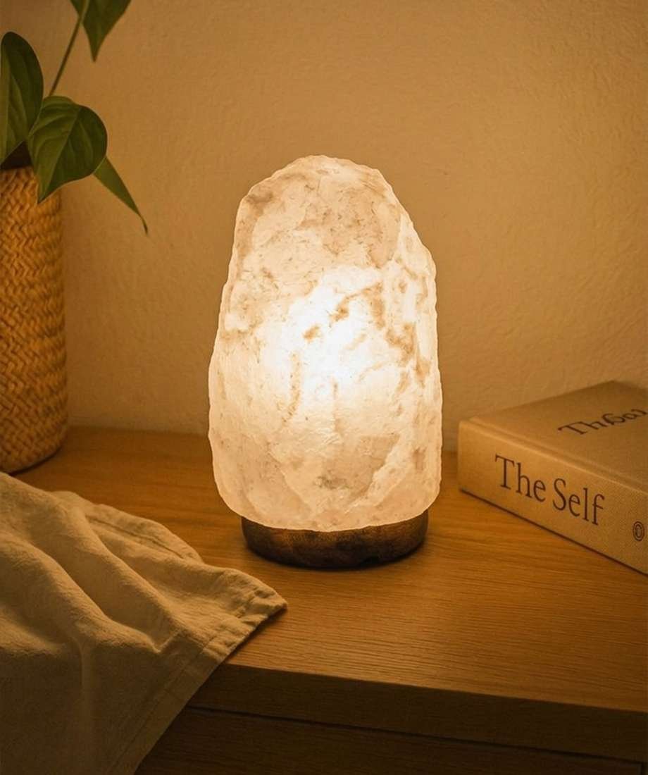 White Salt Lamp – Himalayan White Salt Lamp With Crystal LED Light - Image 2