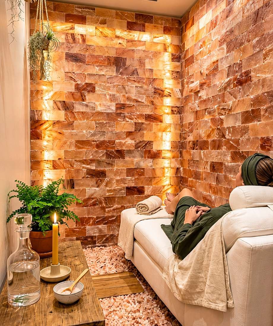 Himalayan Salt Tile 8″(L) x 4″(W) x 1″(H)- Pink Salt Tiles for Salt Therapy Room - Image 2