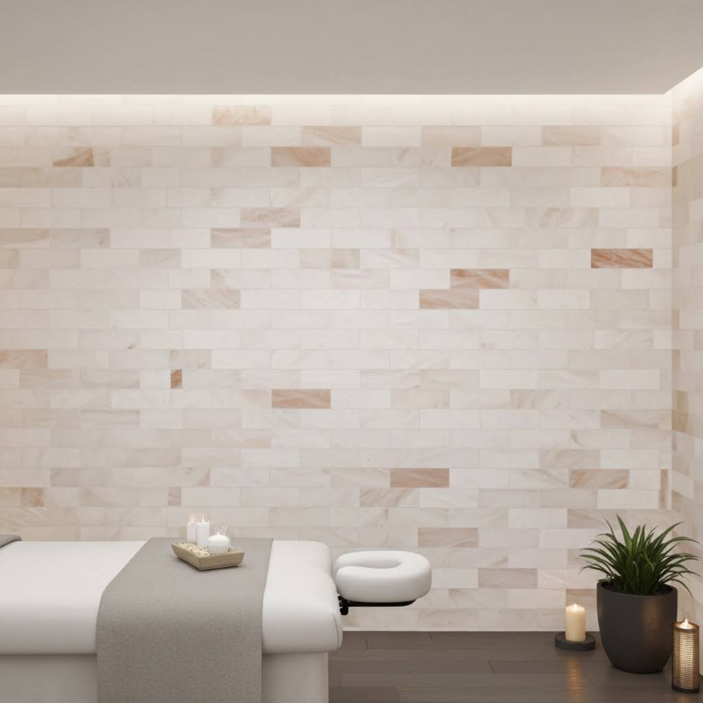 Himalayan White Salt Tiles 8″(L) x 4″(W) x 1″(H)-White Salt Tile For Wall - Image 2