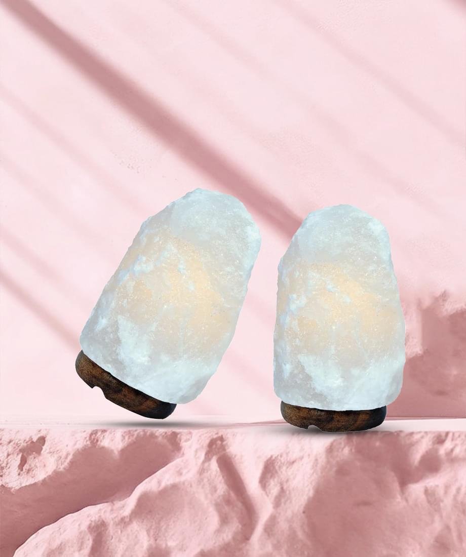 White Salt Lamp – Himalayan White Salt Lamp With Crystal LED Light