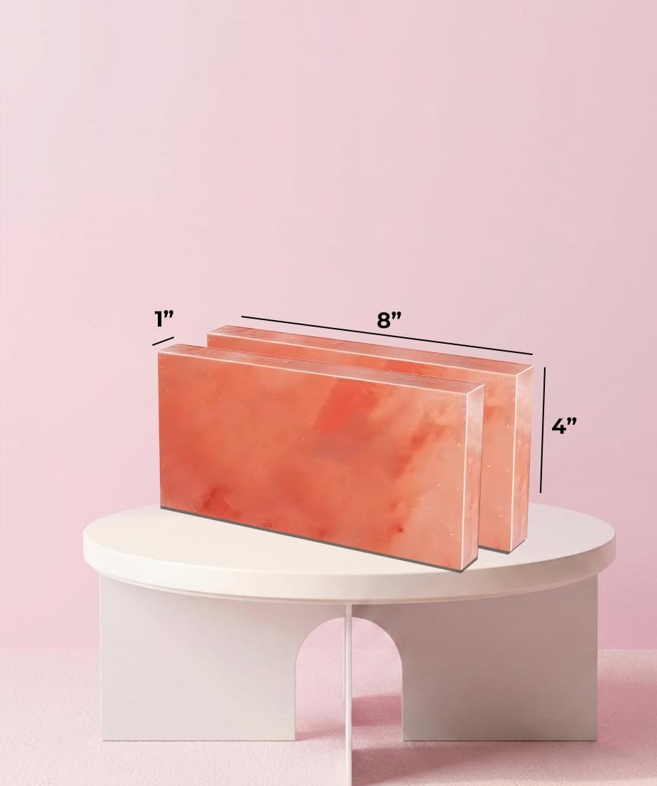 Himalayan Salt Tile 8″(L) x 4″(W) x 1″(H)- Pink Salt Tiles for Salt Therapy Room