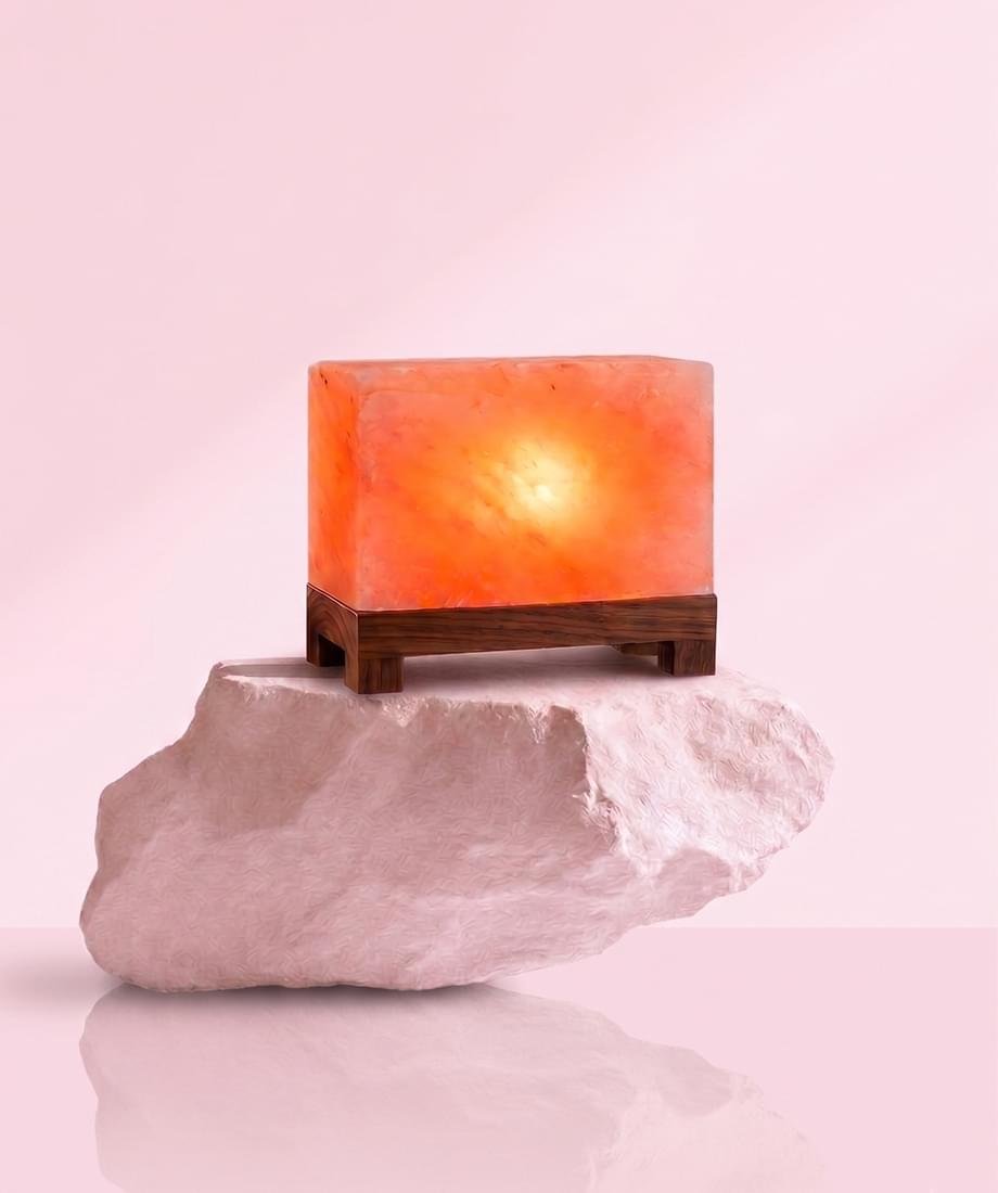 Himalayan Pink Salt Lamp Rectangular With Crystal LED Light